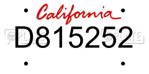 D815252 California License Plate