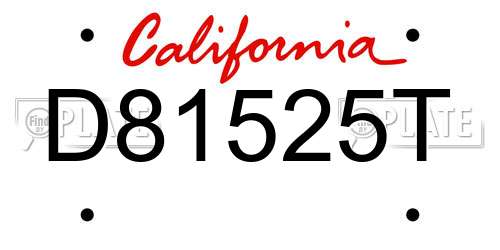 D81525T California License Plate
