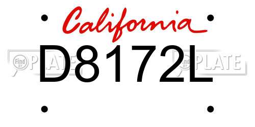 D8172L California License Plate