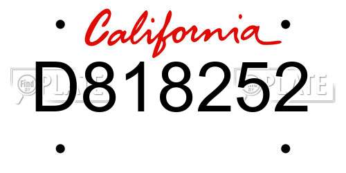 D818252 California License Plate