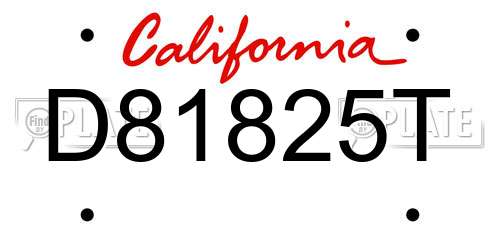 D81825T California License Plate