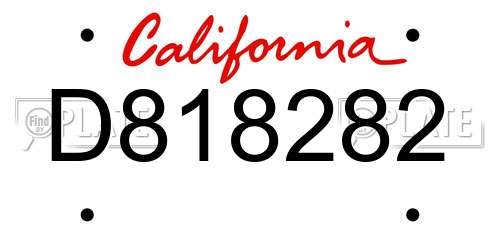 D818282 California License Plate