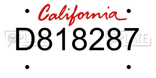 D818287 California License Plate