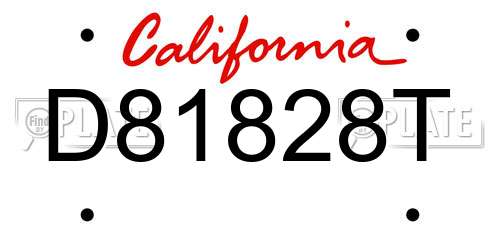 D81828T California License Plate