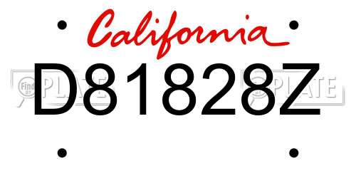 D81828Z California License Plate