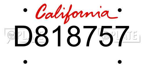 D818757 California License Plate