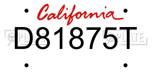 D81875T California License Plate