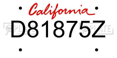 D81875Z California License Plate