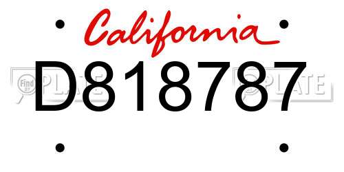 D818787 California License Plate
