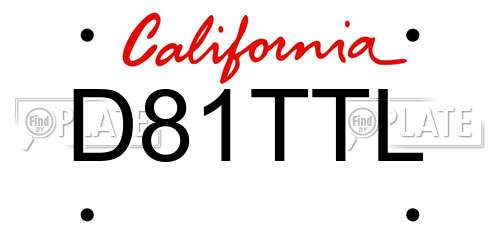 D81TTL California License Plate