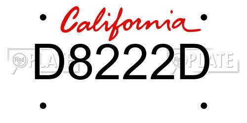D8222D California License Plate