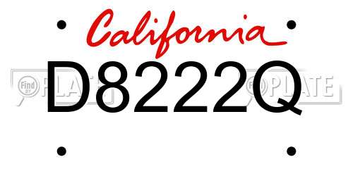 D8222Q California License Plate