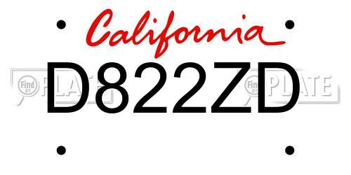 D822ZD California License Plate