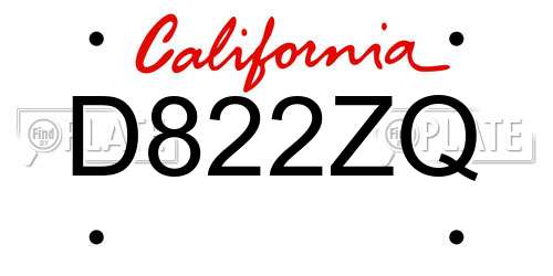 D822ZQ California License Plate