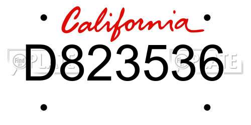 D823536 California License Plate