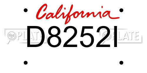 D8252I California License Plate