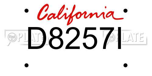 D8257I California License Plate