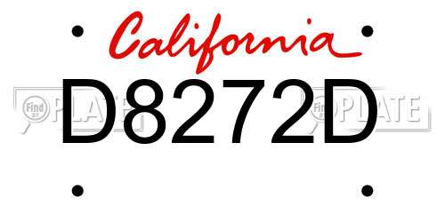 D8272D California License Plate
