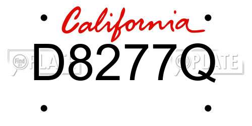 D8277Q California License Plate