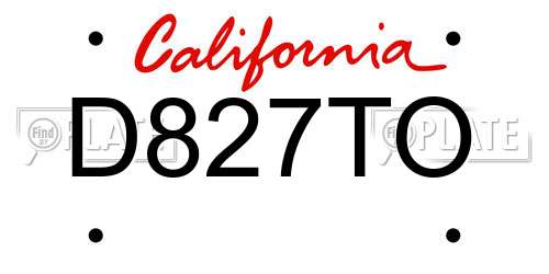D827TO California License Plate