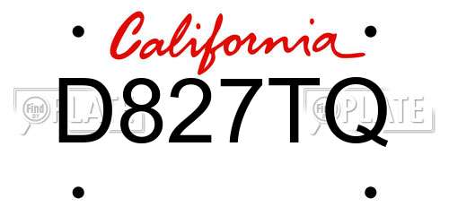 D827TQ California License Plate