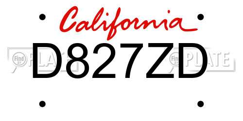 D827ZD California License Plate