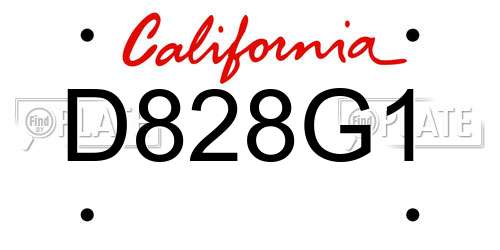 D828G1 California License Plate