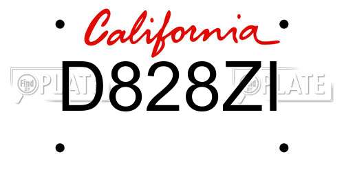 D828ZI California License Plate