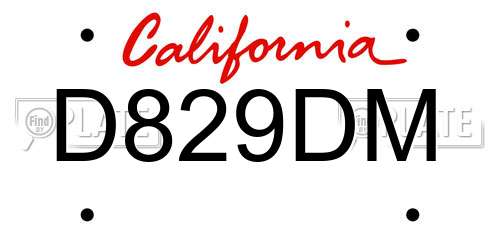 D829DM California License Plate