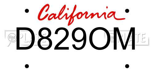 D829OM California License Plate