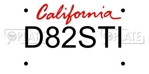 D82STI California License Plate