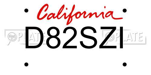 D82SZI California License Plate