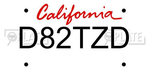 D82TZD California License Plate