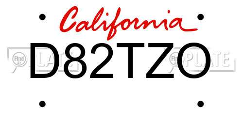 D82TZO California License Plate