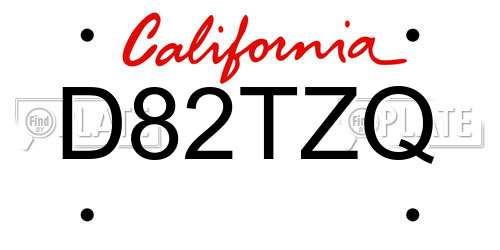 D82TZQ California License Plate