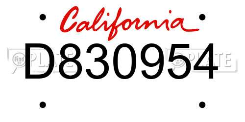 D830954 California License Plate