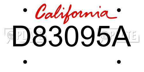 D83095A California License Plate