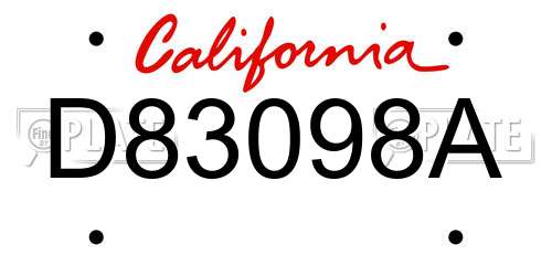 D83098A California License Plate