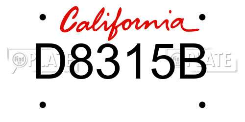D8315B California License Plate