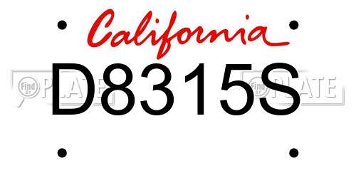 D8315S California License Plate