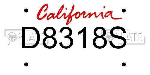 D8318S California License Plate