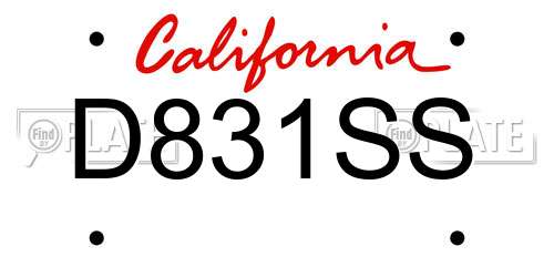 D831SS California License Plate