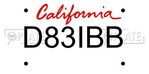 D83IBB California License Plate