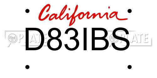 D83IBS California License Plate