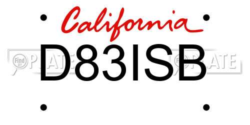 D83ISB California License Plate