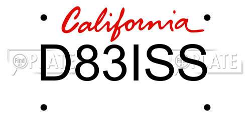 D83ISS California License Plate