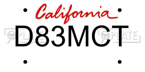 D83MCT California License Plate