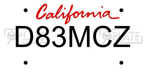 D83MCZ California License Plate