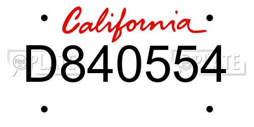 D840554 California License Plate