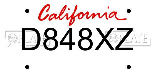 D848XZ California License Plate
